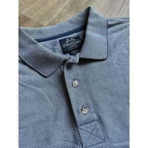 Willis & Geiger Polo Shirt Mens Small Herringbone Blue Short Sleeve USA Made